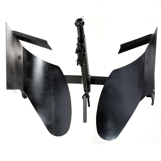 Black turnwrest plow attachment for two wheel tractor on a white background